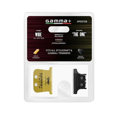 Gamma+ Gold Titanium X-Pro Wide Fixed Blade w/ Black Diamond DLC "The One" Cutter Trimmer Replacement Blade Set (GP527GB)