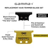Gamma+ Gold Titanium X-Pro Wide Fixed Blade w/ Black Diamond DLC "The One" Cutter Trimmer Replacement Blade Set (GP527GB)