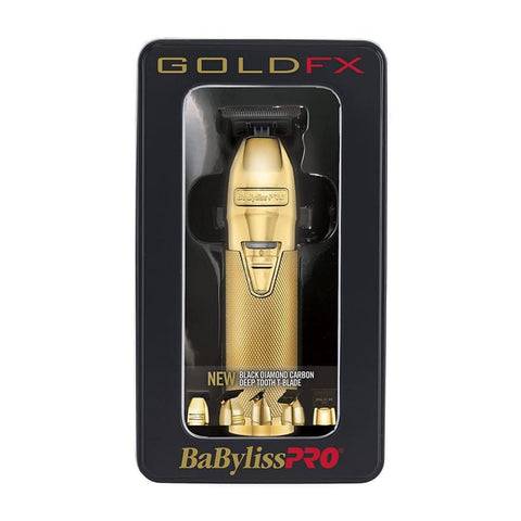 BaByliss PRO Gold FX Black Diamond Carbon Deep-Tooth Trimmer (FX787GDB), 2 Blades and Hair Grips