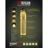 BaByliss PRO Gold FX Metal Outlining Cordless Trimmer w/ Black Diamond Carbon Deep-Tooth Blade (FX787GDB)