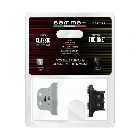 Gamma+ Classic X-Pro Fixed Stainless Steel Blade + The One Black Diamond Cutting Trimmer Blade (GP530SB)