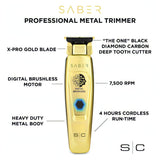 Saber Professional Full Metal Body Digital Brushless Motor Cordless Hair Trimmer (MULTIPLE COLORS)