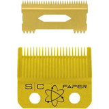 StyleCraft Fixed Gold Titanium Faper Clipper Blade w/ Moving Slim Deep Cutter Set (SC525G)