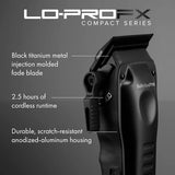 BaBylissPRO Lo-PROFX High Performance Compact Clipper - Matte Black (FX82MB)