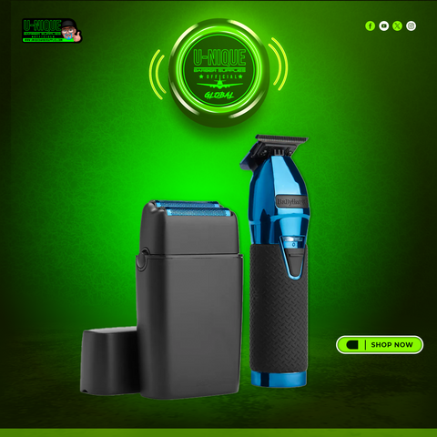 BaBylissPRO Limited FX Black & Blue Cord/Cordless Trimmer & Double Foil Shaver Set (FXDUOFS2TBL)