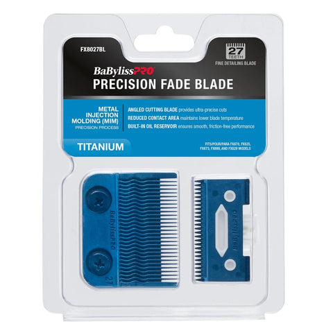 BaBylissPRO Blue Titanium Metal-Injection Molded Precision Fade Blade (FX8027BL)