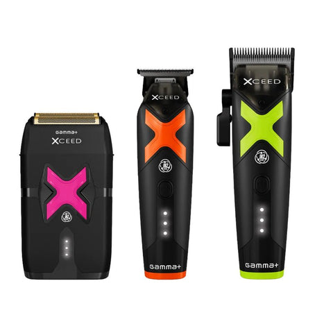 Gamma+ XCEED IN2 Vector Motor Cordless Clipper + Trimmer + Double Foil Shaver Value Set (GP609B/GP418B/GP803B) [available] Save 19%