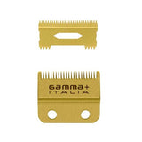 Gamma+ Fixed Gold Titanium Fade Replacement Clipper Blade w/ Moving Gold Titanium Slim Tooth Cutter Set (GP521G)