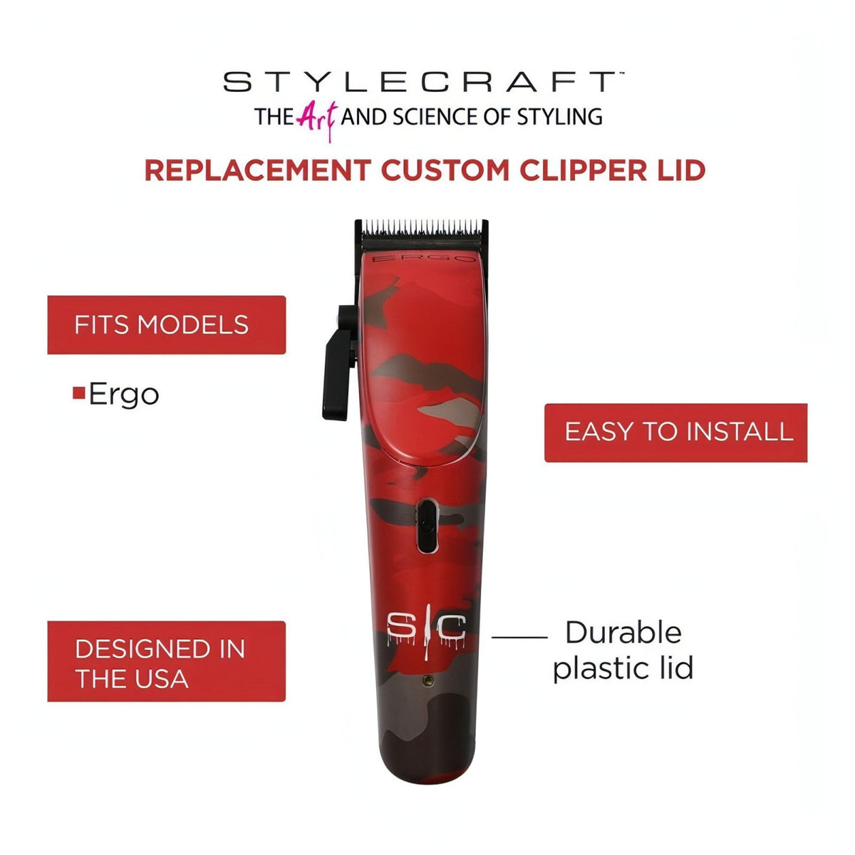 Custom Clipper StyleCraft Camo Custom Clipper Lid for Ergo & Rogue Clippers (SC308R ...